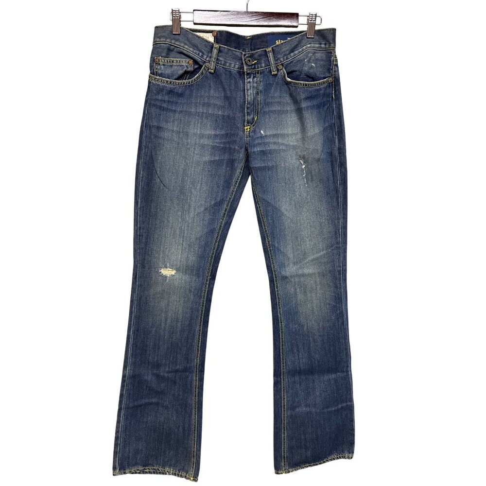Dondup Stan D Art Women's Jeans Lady Denim Blue Boot Cut Distressed Mid Size 31N